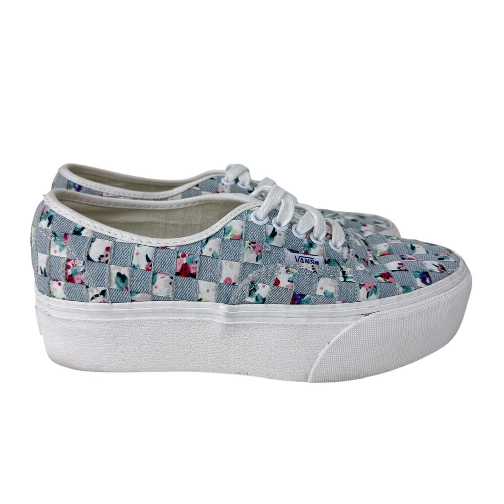 Vans Stackform Low Top Patchwork Shoes Unisex Sz M6.5/W8 Blue‎ Round Toe Lace Up
